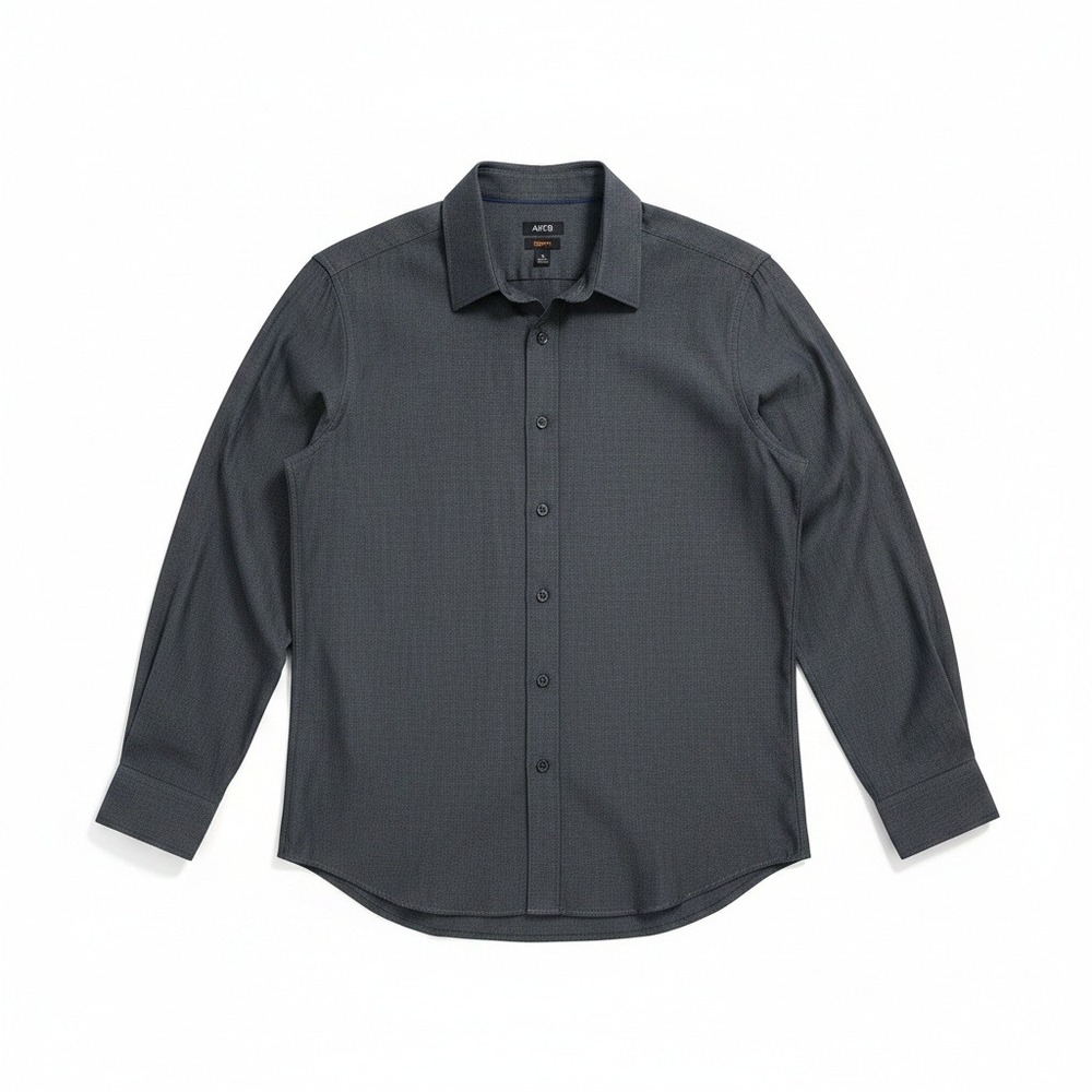 Apt 9 Slim Fit Long Sleeve Button Down Shirt, Charcoal Gray, Cotton, Men's Large